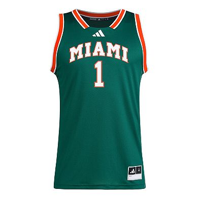 Men's adidas #1 Green Miami Hurricanes Replica Swingman Jersey