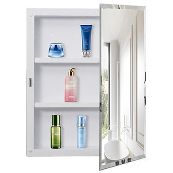 Basicwise Single Door Multi-Purpose Plastic Bathroom Medicine Cabinet with Mirror