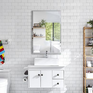 Basicwise Single Door Multi-Purpose Plastic Bathroom Medicine Cabinet with Mirror