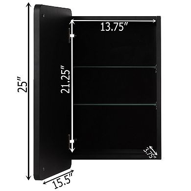Aluminum Bathroom Storage Medicine Cabinet - Beveled Edge Mirror and Sleek Round Corner Frame