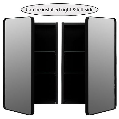 Aluminum Bathroom Storage Medicine Cabinet - Beveled Edge Mirror and Sleek Round Corner Frame