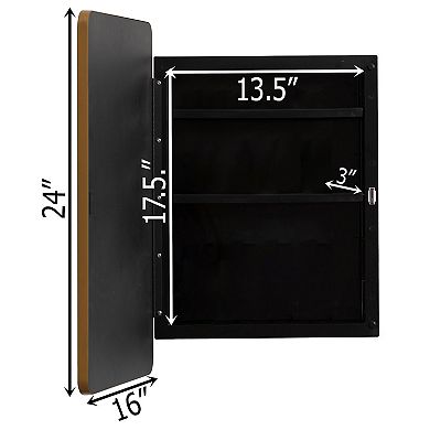 Basicwise Medicine Cabinet with Beveled Edge Mirror Door and Round Corner Metal Frame, Gold