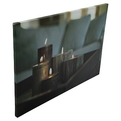 LED Lighted Faux Driftwood Flickering Candles Canvas Wall Art 15.75" x 23.5”
