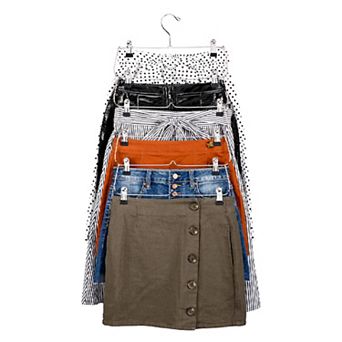 US TECH Skirt Hanger-6 tier Pack of 5, Closet Space Saver with Clips
