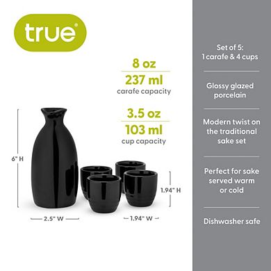 Moga™: 5-Piece Sake Set in Black by True