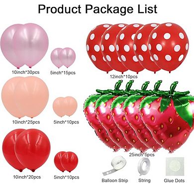 Strawberry Party Balloon Garland Kit with 25-inch Strawberry Foil Balloons for Themed Birthday Fun