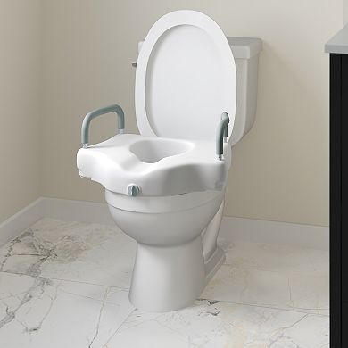 Emma and Oliver Elevated Toilet Seat Riser with Safety Lock and Adjustable Height Arms