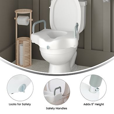 Emma and Oliver Elevated Toilet Seat Riser with Safety Lock and Adjustable Height Arms