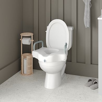 Emma and Oliver Elevated Toilet Seat Riser with Safety Lock and Adjustable Height Arms