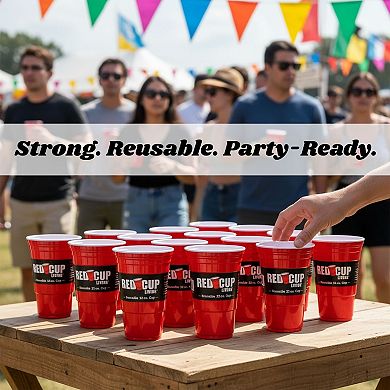 Red Cup Living 32oz Tumbler Cups Set of 12, Reusable Plastic Drinking Glasses for Drinks