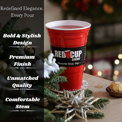 Red Cup Living 32oz Tumbler Cups Set of 12, Reusable Plastic Drinking Glasses for Drinks