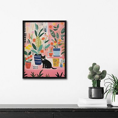 Gallery Whimsical Houseplants and a Black Kitty Cat Print by The Creative Bunch Studio