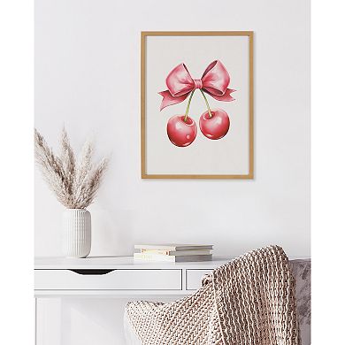 Gallery Coquette Preppy Retro Girly Red Pink Bow Cherries Print by The Creative Bunch Studio