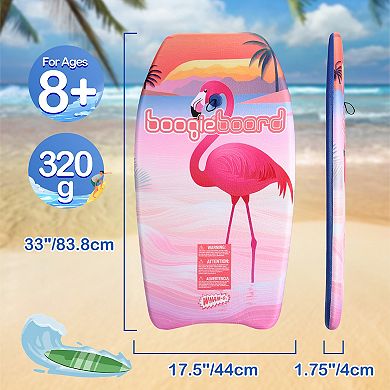 Wham-O 33 Inch Boogie Board, Body Board Lightweight with Wrist Leash - 2 Pack