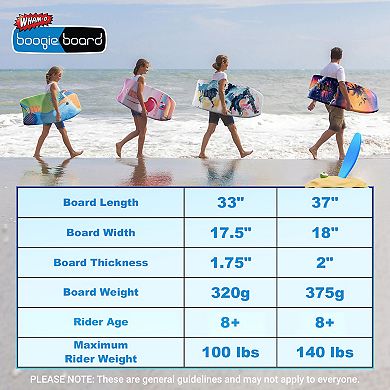 Wham-O 33 Inch Boogie Board, Body Board Lightweight with Wrist Leash - 2 Pack