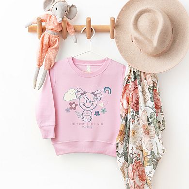 Mini Smiley Happy Amongst The Flowers - Toddler Graphic Sweatshirt