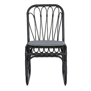 Merax Outdoor PE Wicker Dining Chairs with Washable Cushion Set of 2