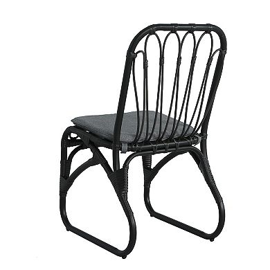 Merax Outdoor PE Wicker Dining Chairs with Washable Cushion Set of 2