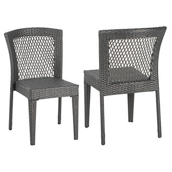 Merax 2 pc Outdoor Wicker Side Chairs Set, Patio Garden Lounge Furniture