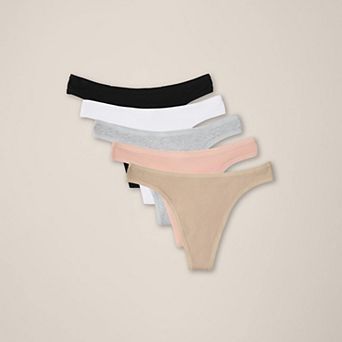 Everyday Mid Rise Thong 5-Pack Made With Cotton