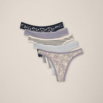 Everyday Mid Rise Thong 5-Pack Made With Cotton