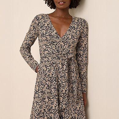 Fit & Flare Faux Wrap Dress