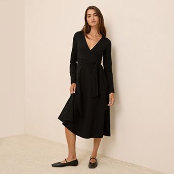 Fit & Flare Faux Wrap Dress
