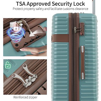 Merax 24-Inch Hardshell ABS Luggage, Lightweight Expandable Checked Suitcase with Spinner Wheels,