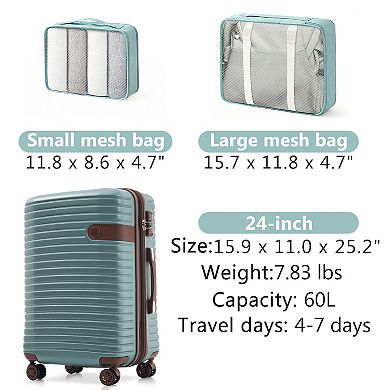 Merax 24-Inch Hardshell ABS Luggage, Lightweight Expandable Checked Suitcase with Spinner Wheels,