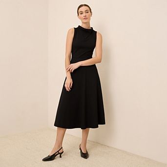 Fit & Flare Cowl Neck Dress