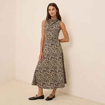 Fit & Flare Cowl Neck Dress Made With Cotton