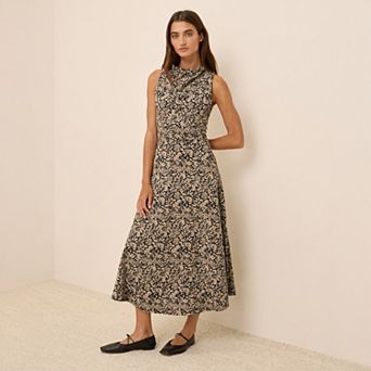 Fit & Flare Cowl Neck Dress