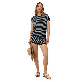 Beachside Crochet Knit Short Sleeve Top Made With Cotton