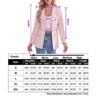Casual Blazer Jackets for Women Long Sleeve Open Front Button Work Office Suit Jacket with Pockets