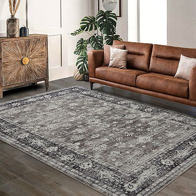 Washable Distressed Floral Area Rugs Runner Rugs Vintage Living Room Bedroom Nursery Throw Carpet