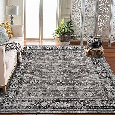Washable Distressed Floral Area Rugs Runner Rugs Vintage Living Room Bedroom Nursery Throw Carpet
