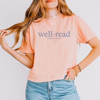 Well-Read In Fantasy Novels - Women's Boxy Crop Top Graphic T-Shirt