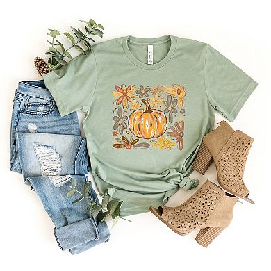 Fall Flowers And Pumpkin - Women's Short Sleeve Graphic T-Shirt