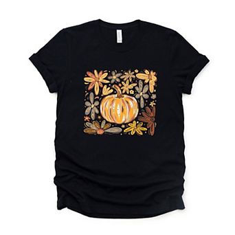 Fall Flowers And Pumpkin - Women's Short Sleeve Graphic T-Shirt