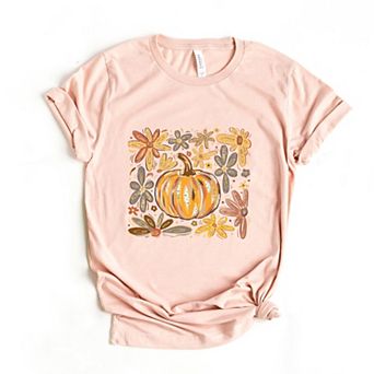 Fall Flowers And Pumpkin - Women's Short Sleeve Graphic T-Shirt