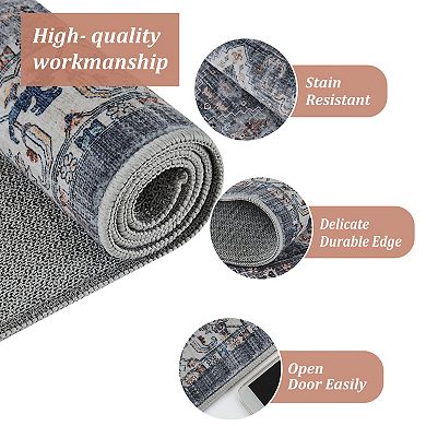 Vintage Living Room Area Rug Soft Washable Rugs for Bedroom