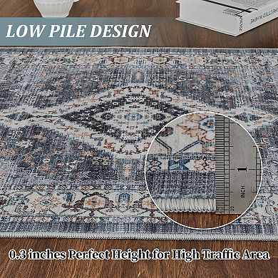 Vintage Living Room Area Rug Soft Washable Rugs for Bedroom
