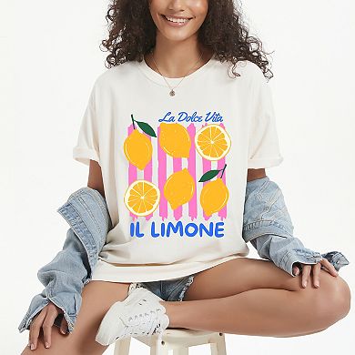 La Dolce Vita Lemons - Women's Garment Dyed Graphic T-Shirt