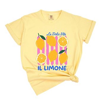 La Dolce Vita Lemons - Women's Garment Dyed Graphic T-Shirt