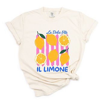 La Dolce Vita Lemons - Women's Garment Dyed Graphic T-Shirt