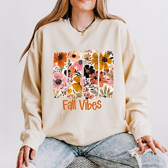 Fall Vibes Floral - Women's Lightweight Garment Dyed Sweatshirt