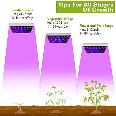 LED Grow Light Full Spectrum, 225 LEDs, 15W Hanging Lamp for Indoor Plants, Seedlings & Veg