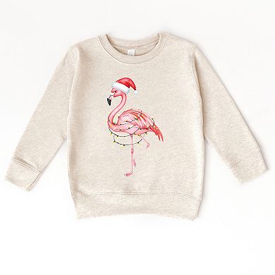 Flamingo Christmas Lights Watercolor - Toddler Graphic Sweatshirt