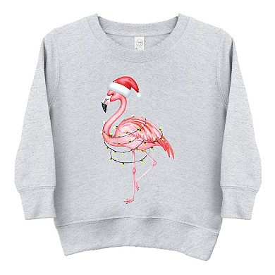 Flamingo Christmas Lights Watercolor - Toddler Graphic Sweatshirt
