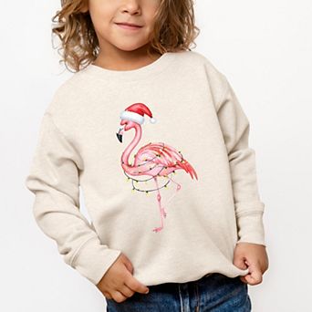 Flamingo Christmas Lights Watercolor - Toddler Graphic Sweatshirt